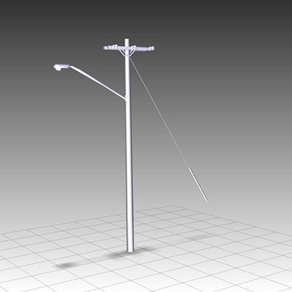 telephone poles untextured 3d model - IWAssembly-Crossarm - Three Phase - Single Deadend - Double Line Arm - 10 by IWTS